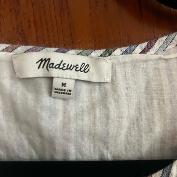 Madewell Size Medium Striped Short Sleeve Tiered Dress - Picture 3 of 3